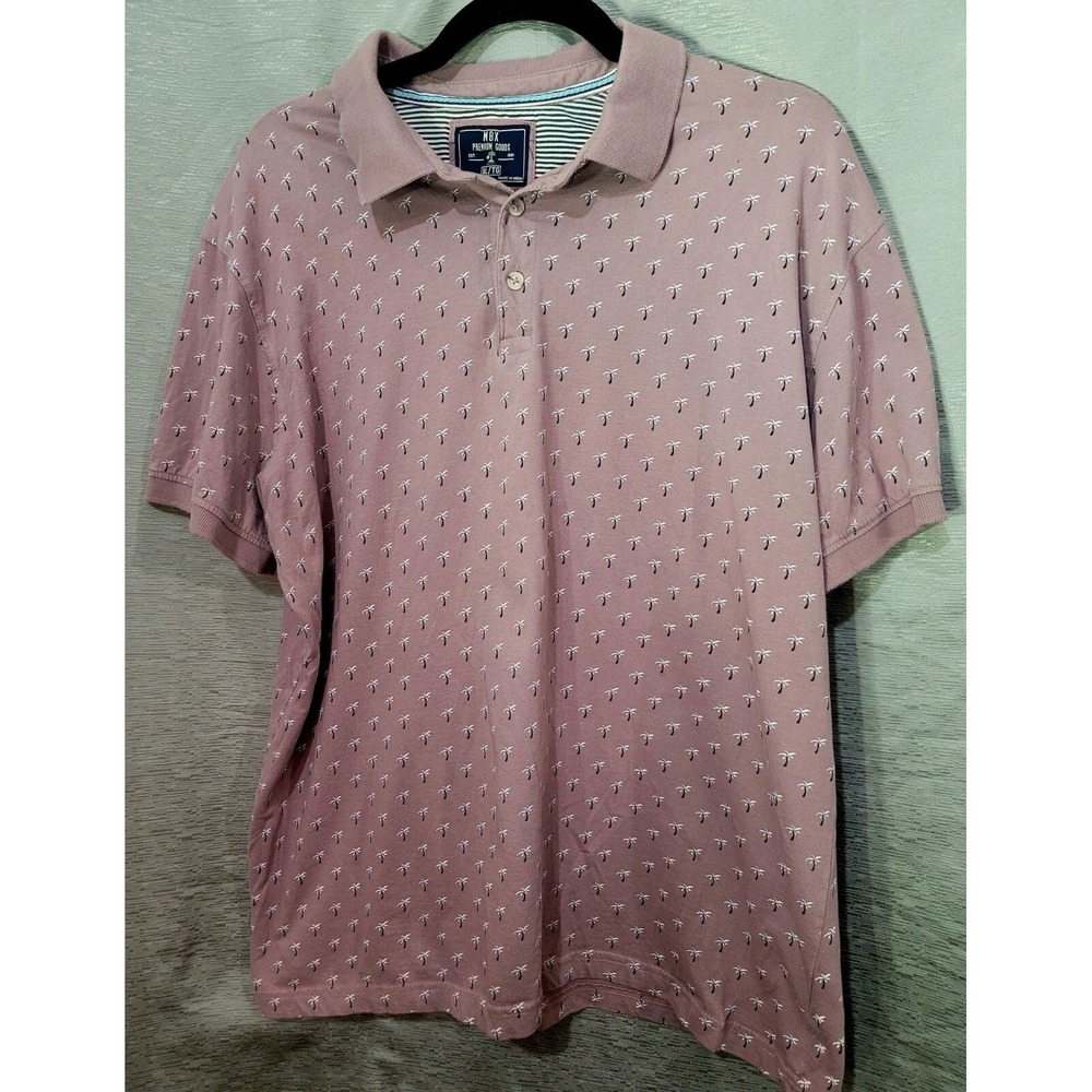 MBX Premium Goods PINK POLO SHIRT WITH PALM TREES Beach Vacation XL SKU51